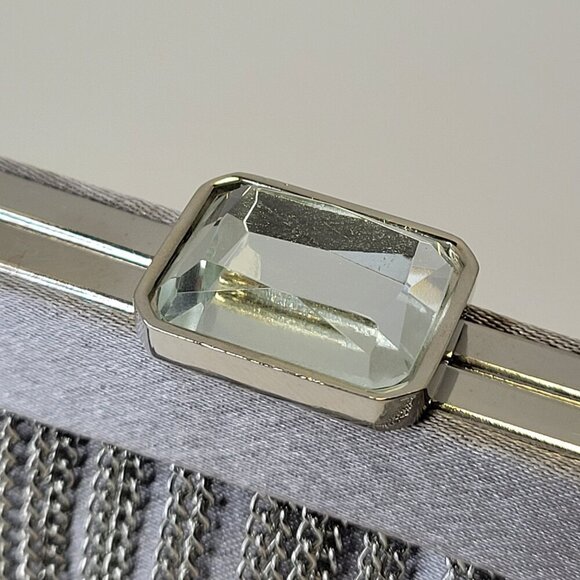 Silver Ruched Clutch Wedding Purse Silvery Evening Purse - Picture 4 of 11